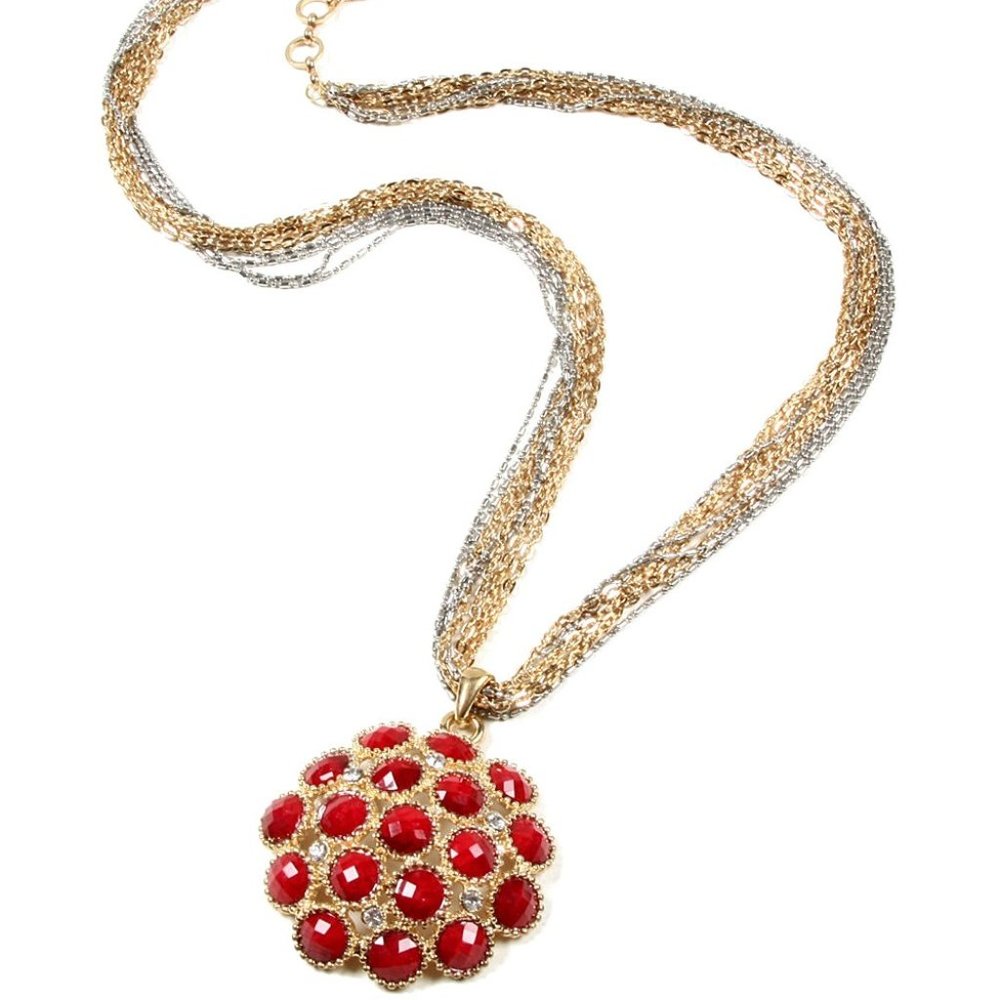 Ruby Austrian Crystal Cleopatra Pendant Necklace - image 1